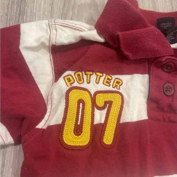 Vintage 2007 Kids Harry Potter Preppy Striped Polo Shirt Red White - Picture 5 of 6